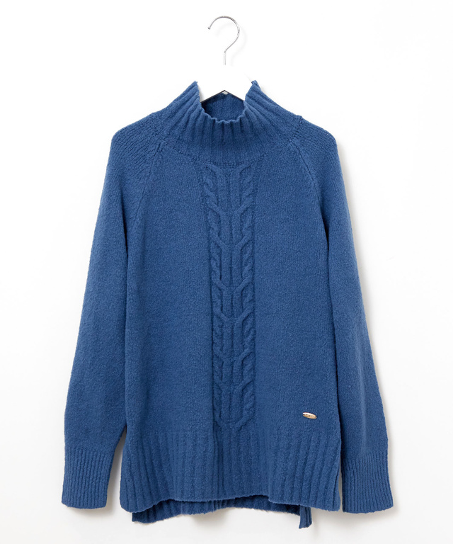 ケーブル編み ハイネックニット【手洗いOK】