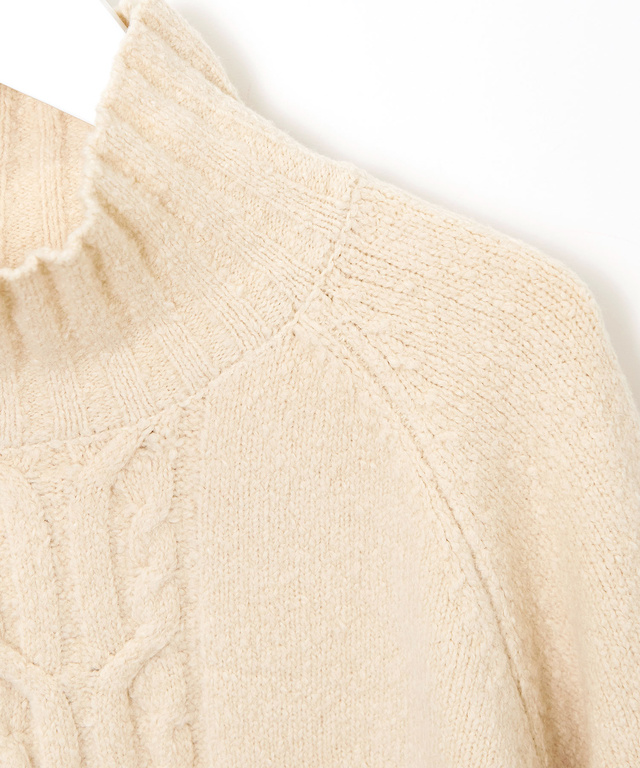 ケーブル編み ハイネックニット【手洗いOK】