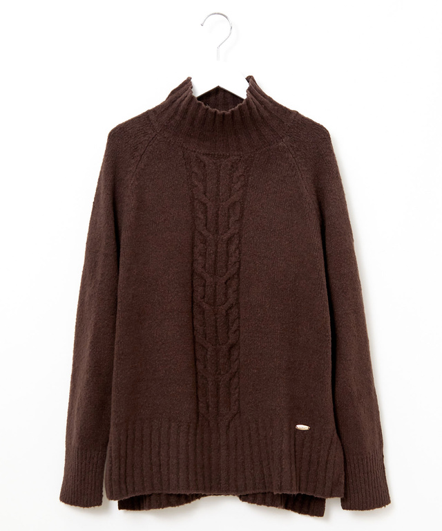 ケーブル編み ハイネックニット【手洗いOK】