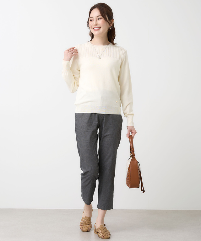 ケーブル編み ニットプルオーバー【手洗いOK】【オンラインショップ・一部店舗限定】