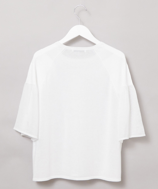 ギャザー切り替え シアー ニット