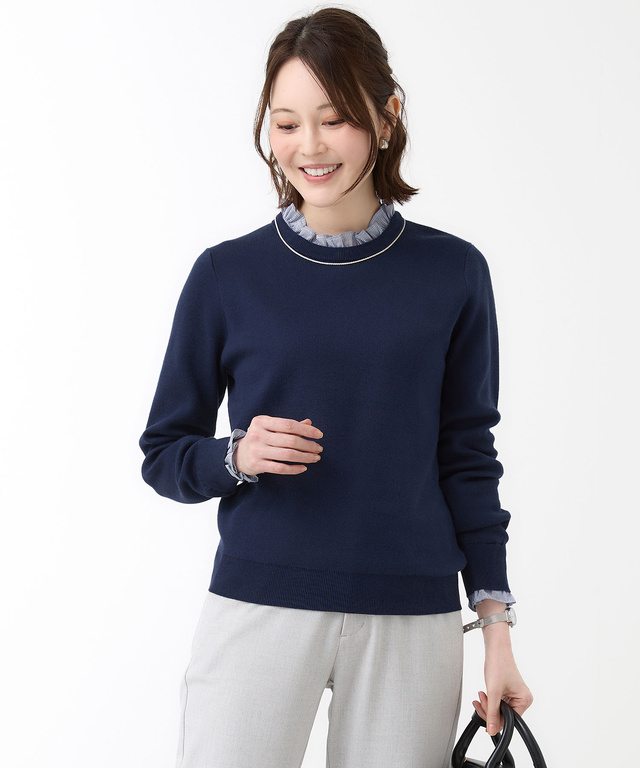 2WAYフリル クルーネック ニット【オンラインショップ・一部店舗限定】【手洗いOK】 