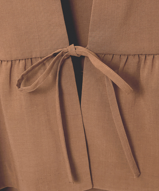 リネンライク ペプラム ジャケット【手洗いOK】