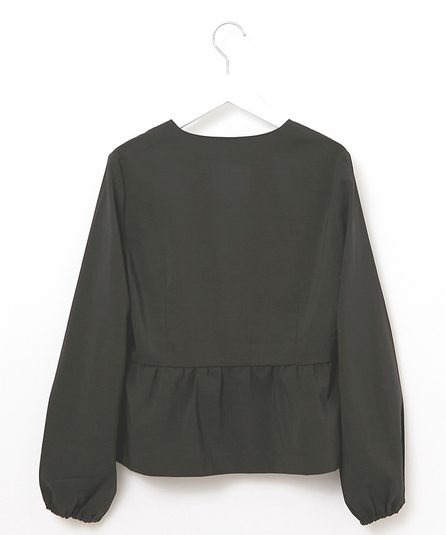 リネンライク ペプラム ジャケット【手洗いOK】