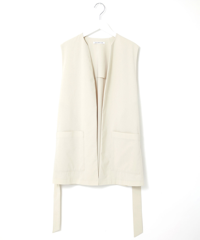 ベルト付き ミドル丈 ジレ【手洗いOK】【一部店舗限定】