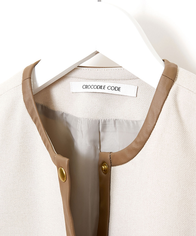 ウールライク ノーカラー ジャケット