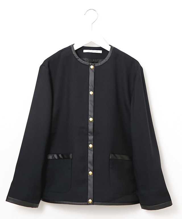 ウールライク ノーカラー ジャケット