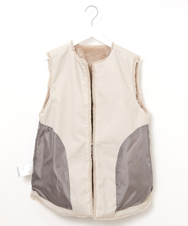 ボア リボン付き ジレ