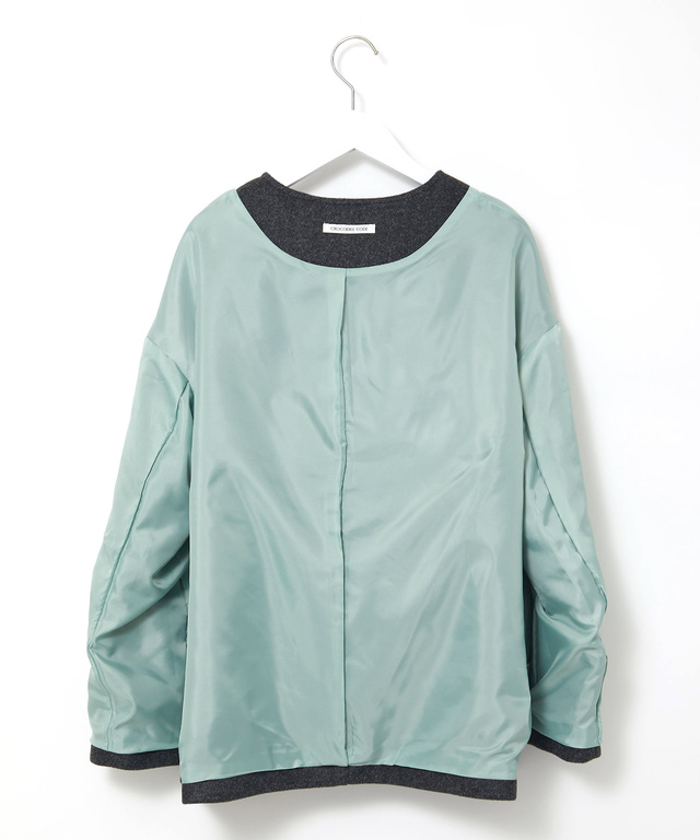 ノーカラー ショート コート