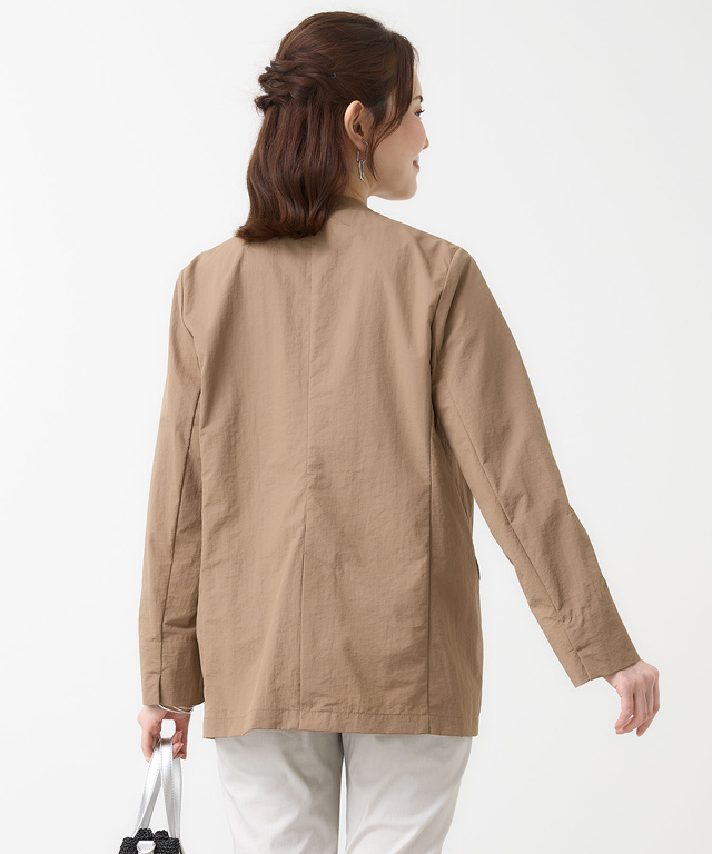レザーライク ノーカラー ジャケット【オンラインショップ・一部店舗限定】