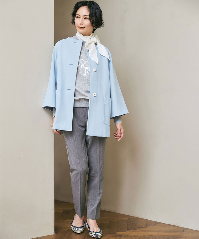 裏起毛 ワンタック パンツ