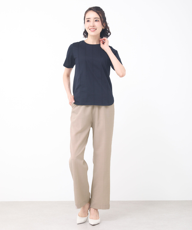 リネンライク プルオン セミワイドパンツ【一部店舗限定】