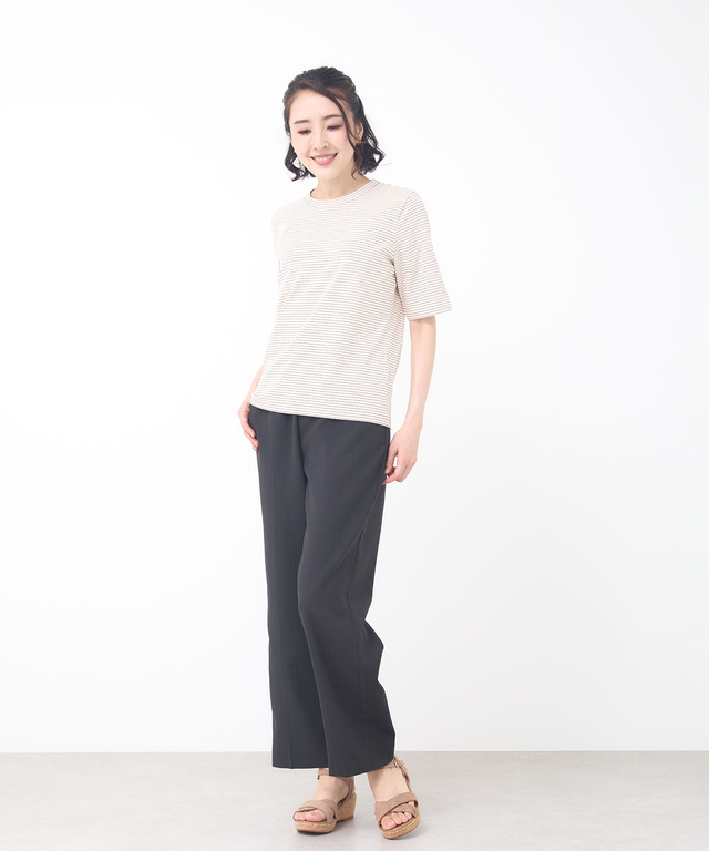 リネンライク プルオン セミワイドパンツ【一部店舗限定】