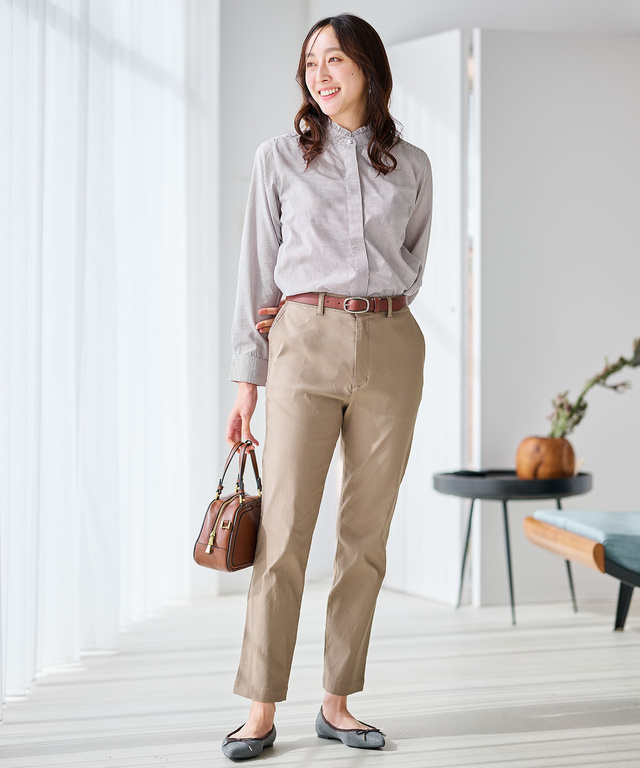 ピケ ストレッチ スリムパンツ