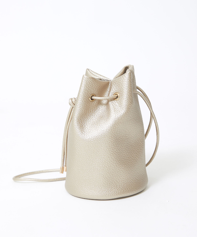 メタリック 巾着 ショルダーバッグ