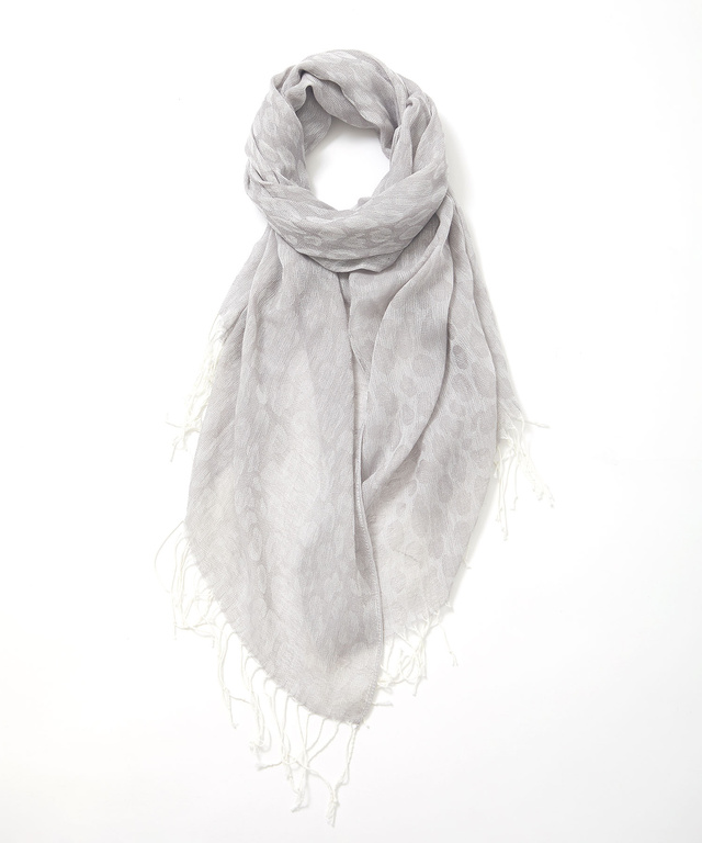 ヒョウ柄 フリンジ ストール