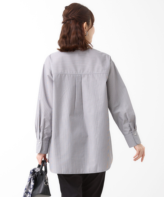 ギャザーデザイン ストライプ柄 チュニック