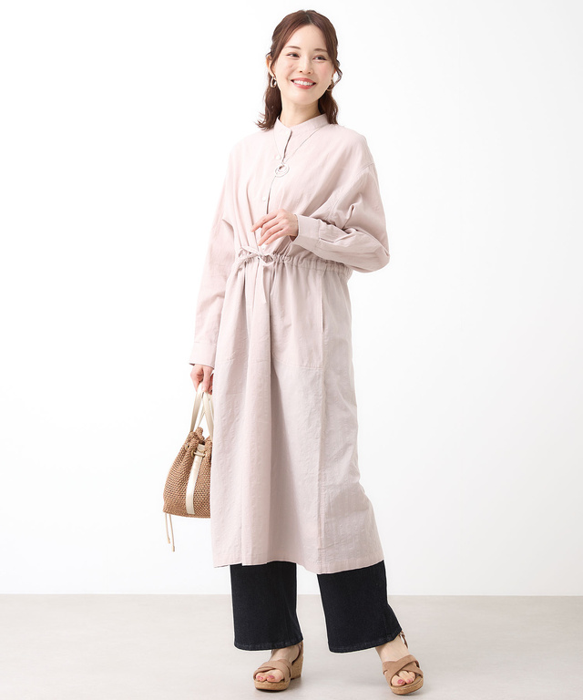 ドビーストライプ シャツワンピース