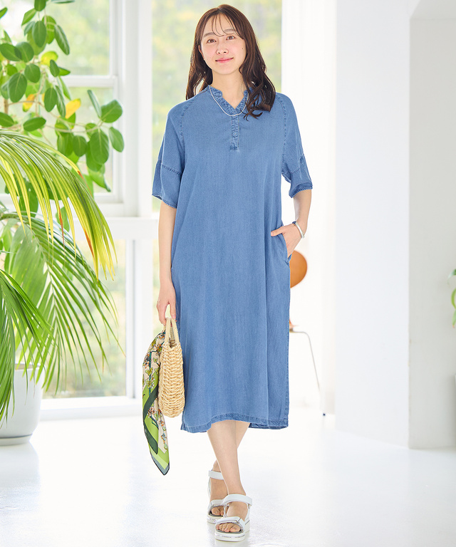 デニムライク ワンピース【オンラインショップ・一部店舗限定】