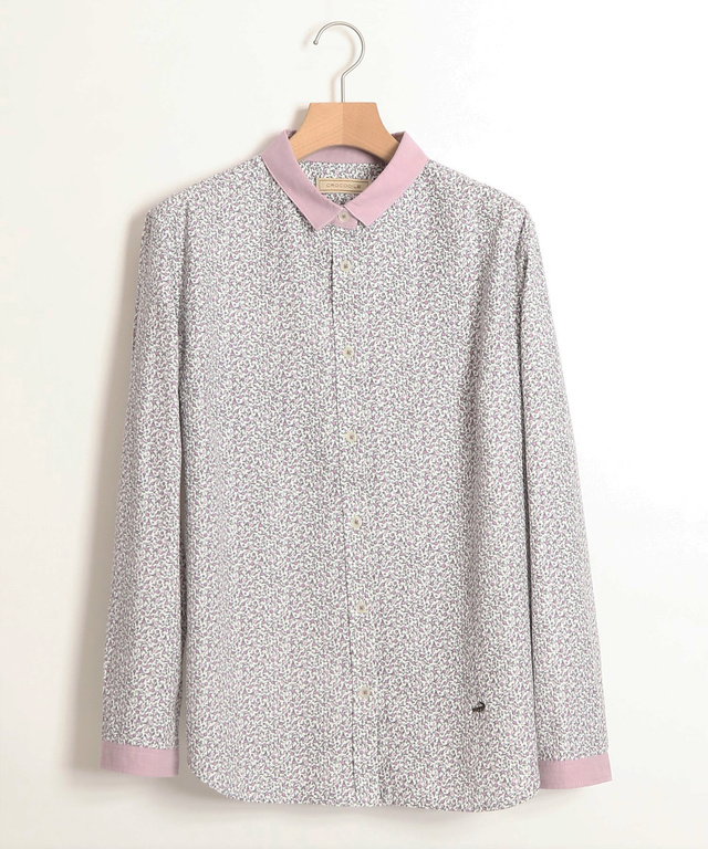 ダンガリー衿小花柄シャツ