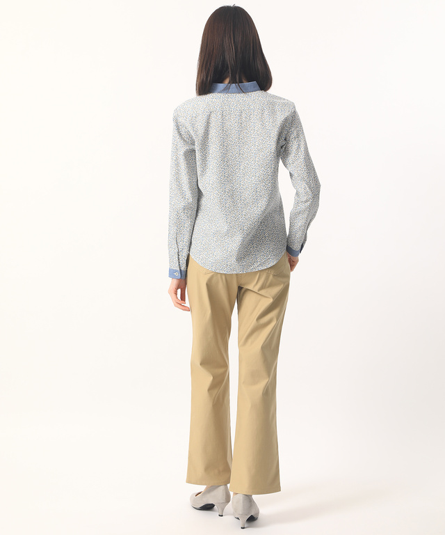 ダンガリー衿小花柄シャツ