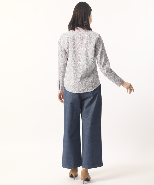 ダンガリー衿小花柄シャツ