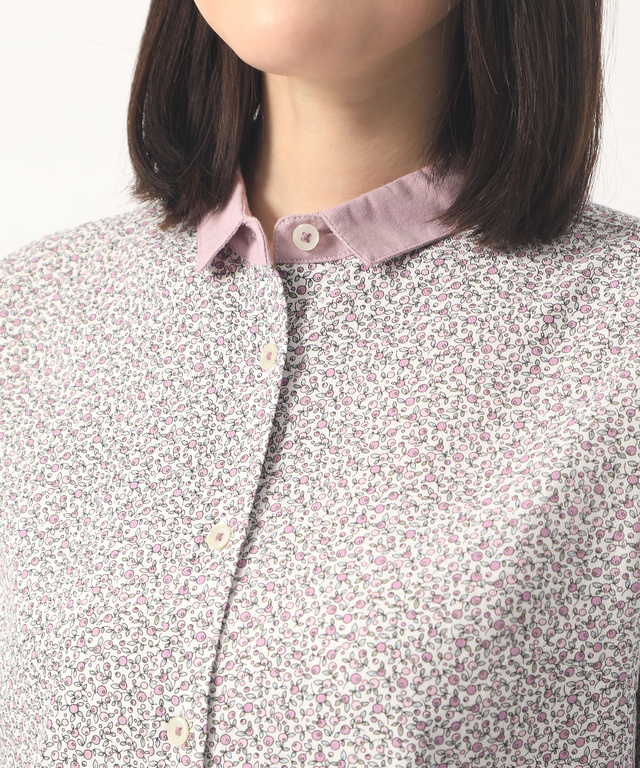 ダンガリー衿小花柄シャツ