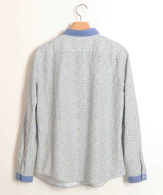 ダンガリー衿小花柄シャツ