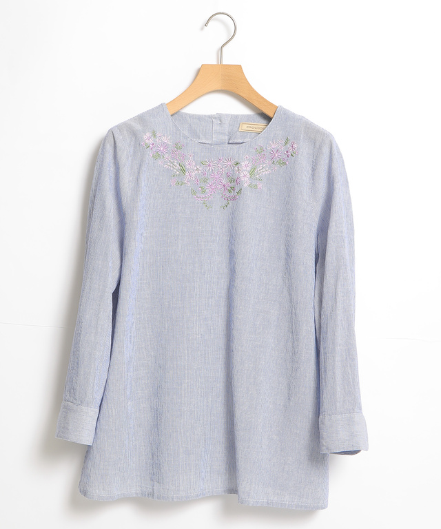 コットンリネン刺繍ブラウス【UV加工】