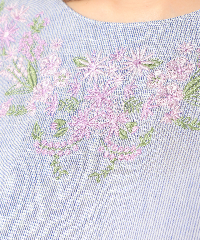 コットンリネン刺繍ブラウス【UV加工】