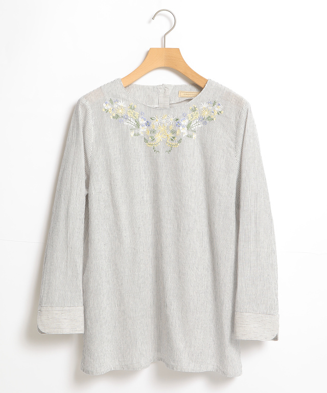 コットンリネン刺繍ブラウス【UV加工】