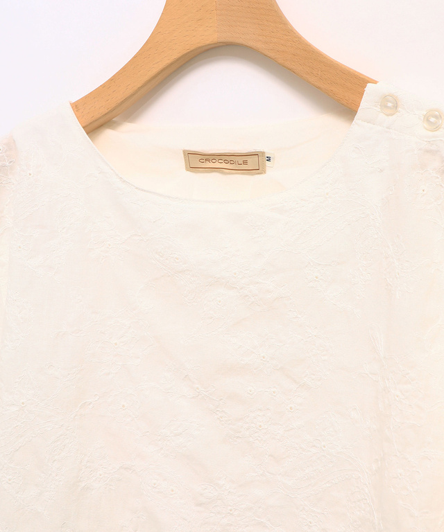 レイヤード風 刺繍 ブラウス