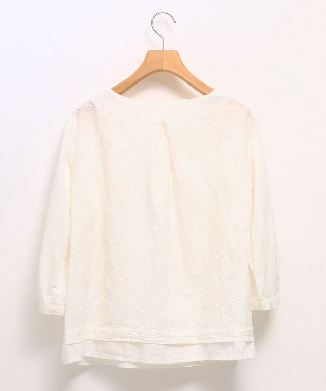 レイヤード風 刺繍 ブラウス