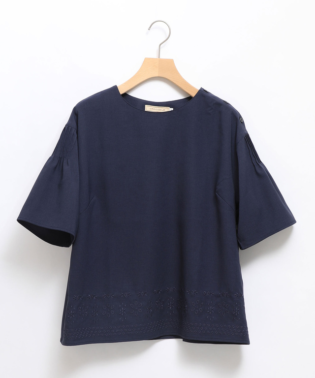 リネンライク 刺繍 ブラウス【セットアップ対応】
