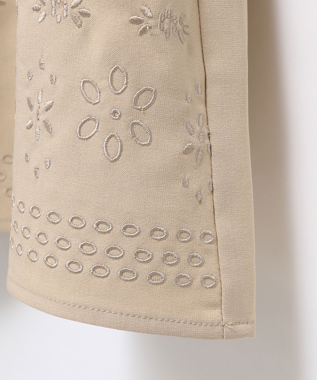 リネンライク 刺繍 ブラウス【セットアップ対応】