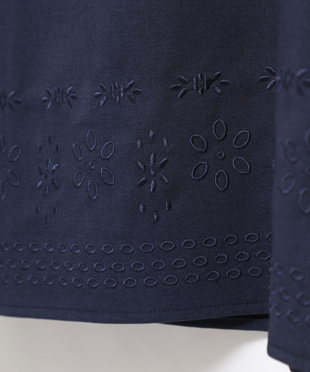 リネンライク 刺繍 ブラウス【セットアップ対応】