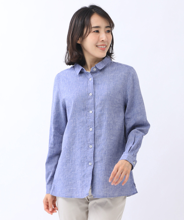リネンブレンド シャンブレー シャツ