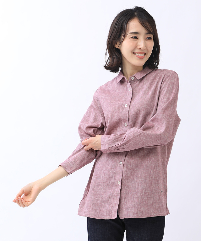 リネンブレンド シャンブレー シャツ