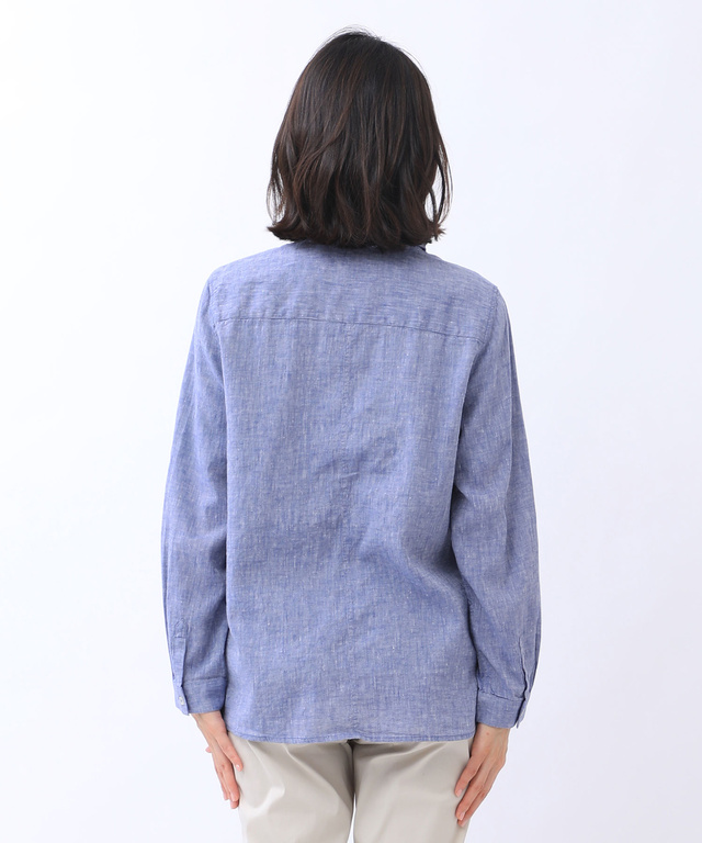 リネンブレンド シャンブレー シャツ