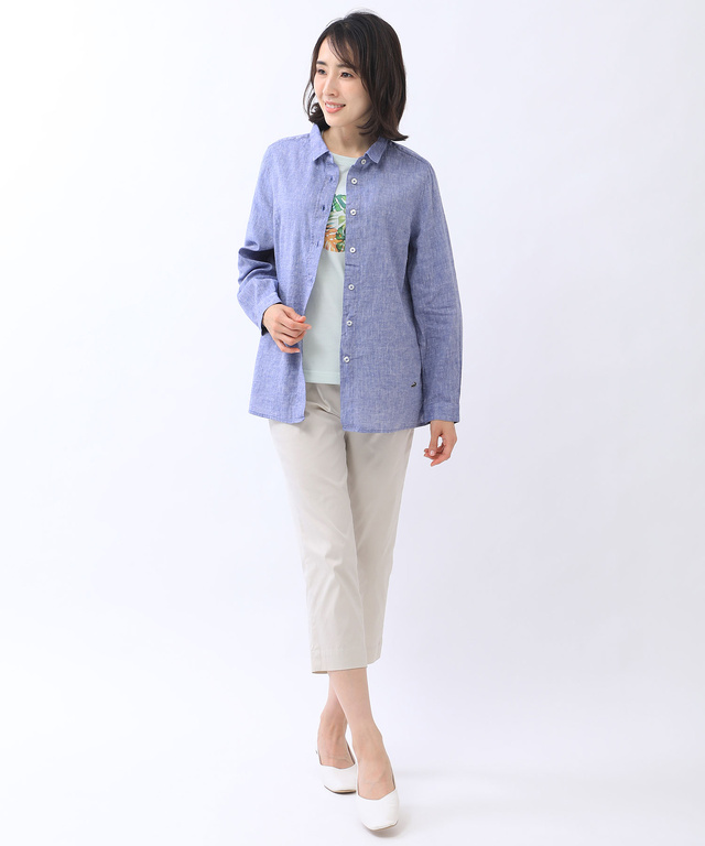 リネンブレンド シャンブレー シャツ