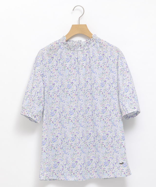 小花柄 襟シャーリング ブラウス【WEB・一部店舗限定】