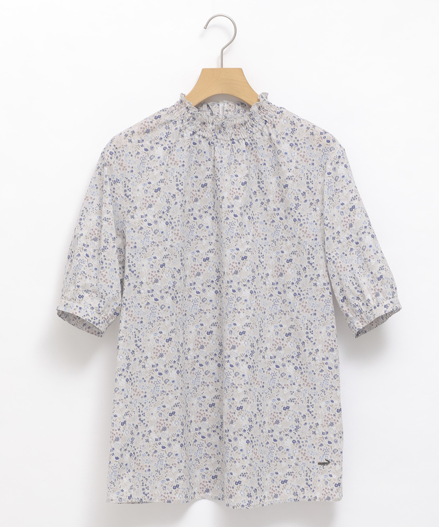 小花柄 襟シャーリング ブラウス【WEB・一部店舗限定】