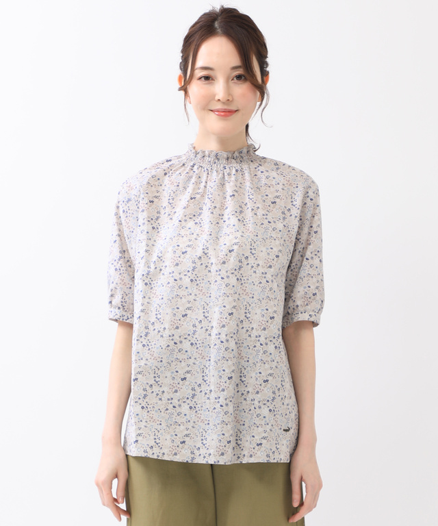 小花柄 襟シャーリング ブラウス【WEB・一部店舗限定】