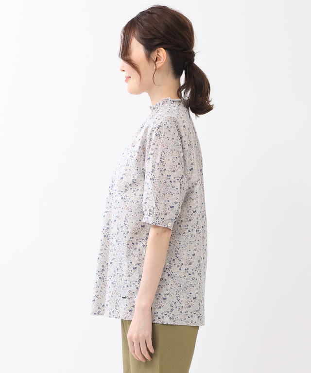 小花柄 襟シャーリング ブラウス【WEB・一部店舗限定】