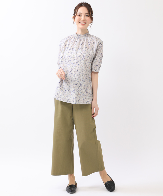 小花柄 襟シャーリング ブラウス【WEB・一部店舗限定】