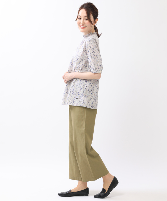 小花柄 襟シャーリング ブラウス【WEB・一部店舗限定】
