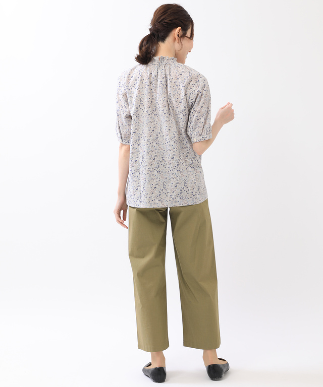 小花柄 襟シャーリング ブラウス【WEB・一部店舗限定】
