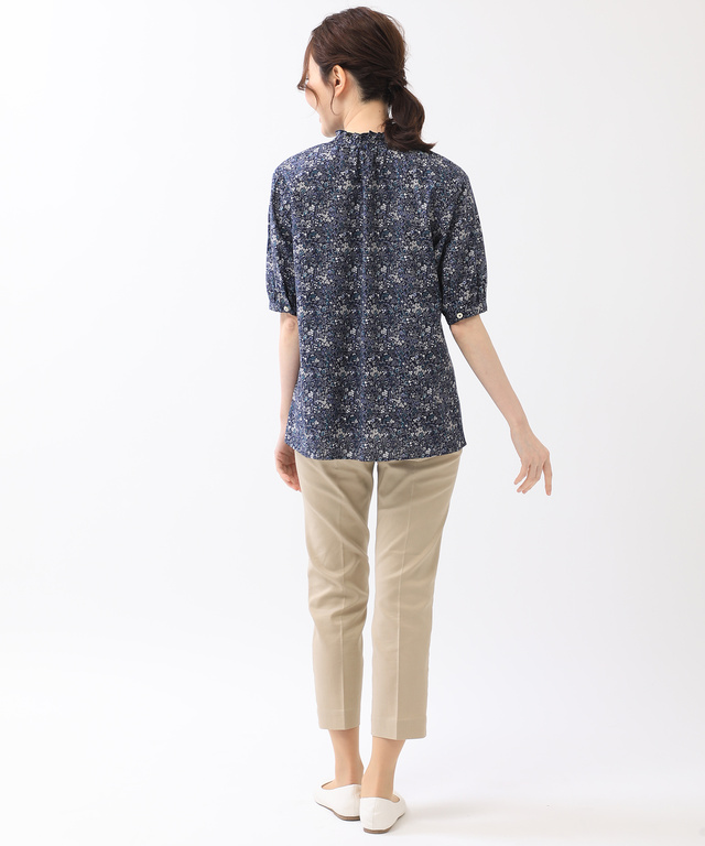 小花柄 襟シャーリング ブラウス【WEB・一部店舗限定】
