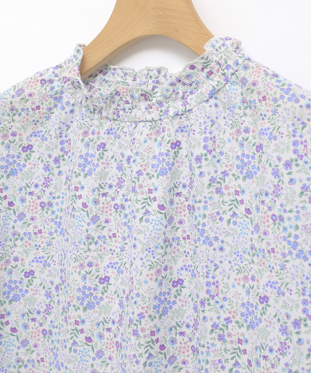 小花柄 襟シャーリング ブラウス【WEB・一部店舗限定】