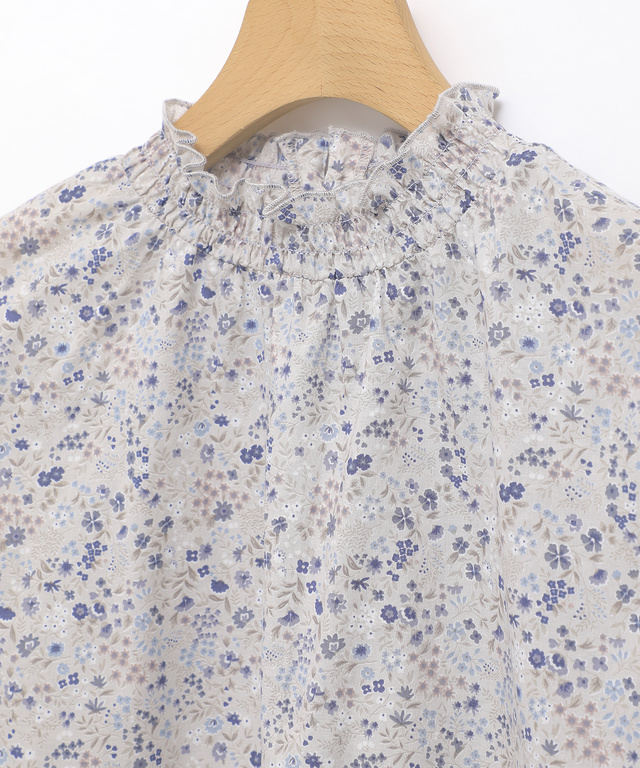 小花柄 襟シャーリング ブラウス【WEB・一部店舗限定】